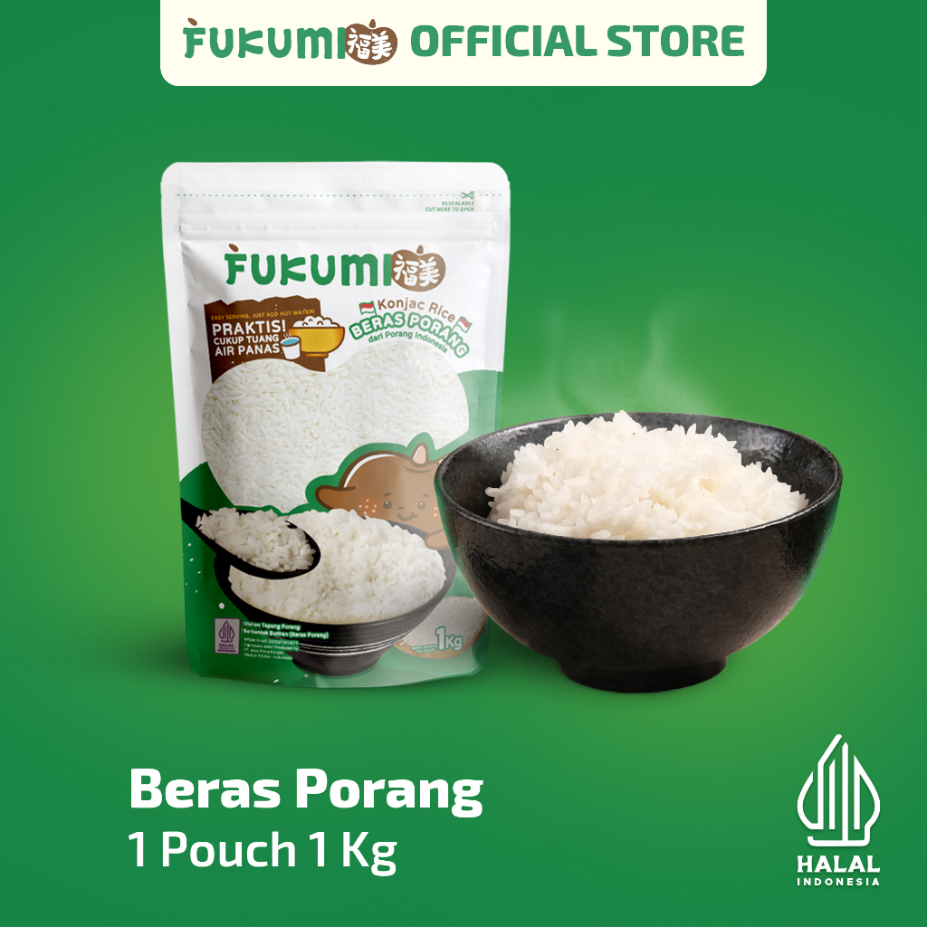 FUKUMI Beras Porang Pouch 1 Kg - Shirataki / Konjac Rice