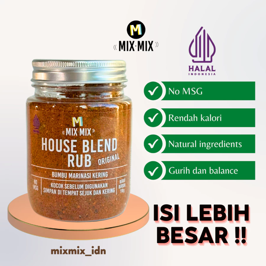 Mixmix House Blend Rub Bumbu Marinasi Serba Guna Rendah Lemak Spices Cajun Seasoning BBQ Grill 110 GRAM